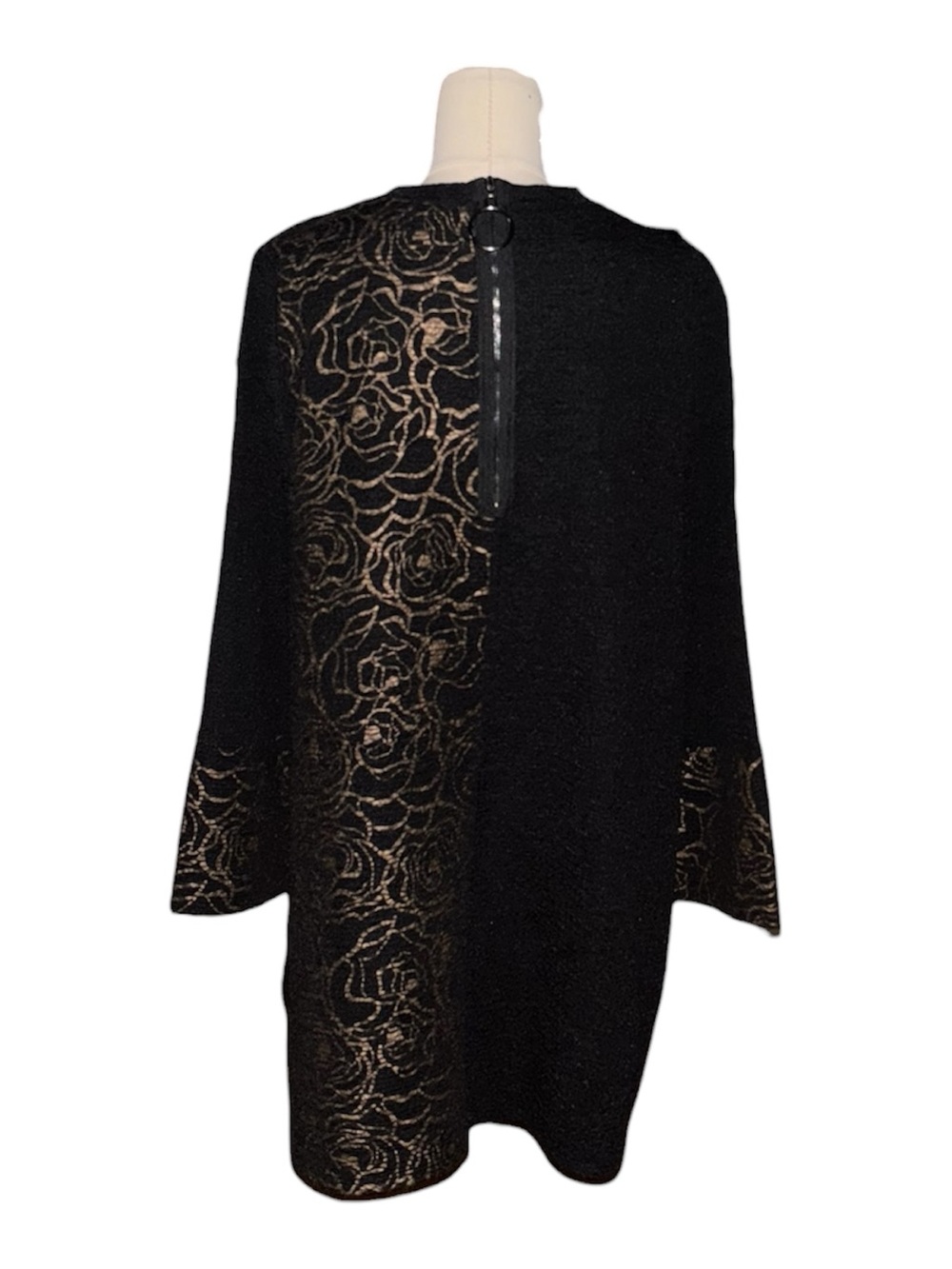 IC By Connie K Black Floral Panel Women's Sweater - Picture 3 of 6